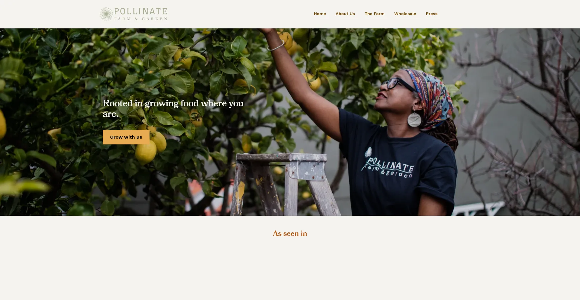Website screenshot of Pollinatefarm.com