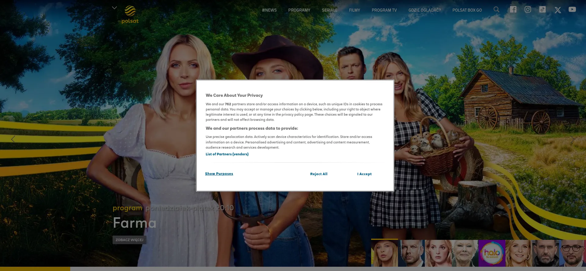 Website screenshot of Polsat.pl