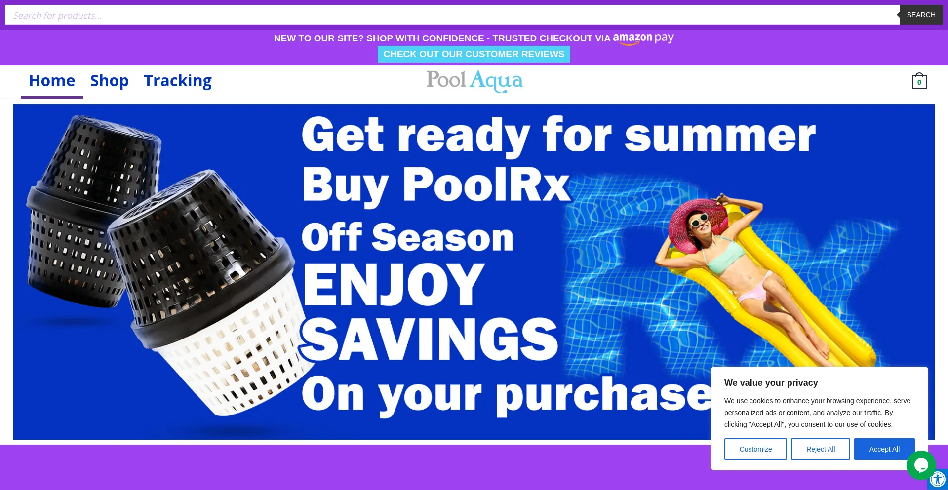 Website screenshot of Poolaqua.com