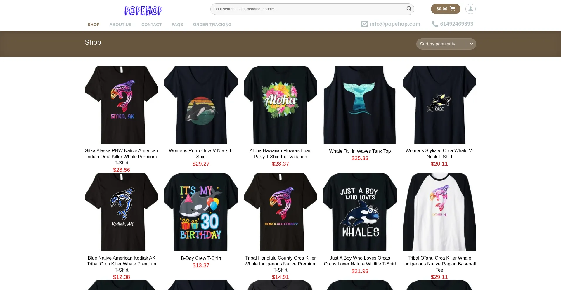 Website screenshot of Popehop.com