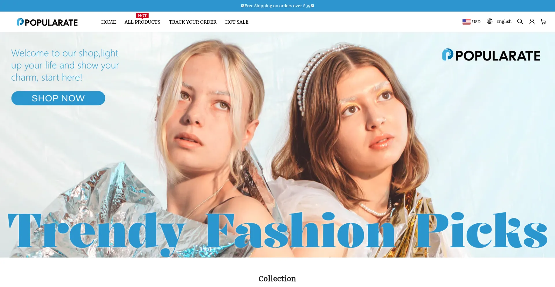 Website screenshot of Popularate.com