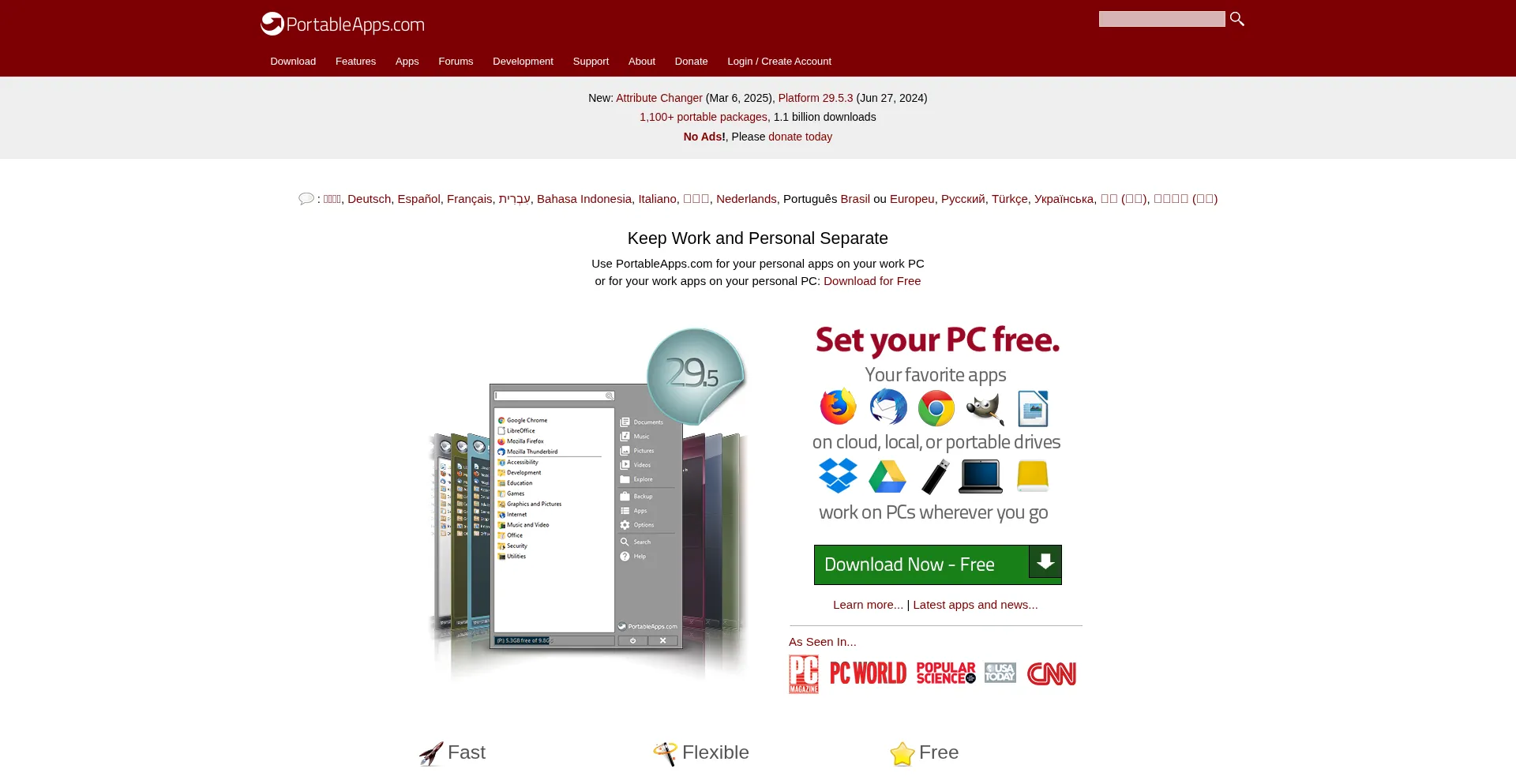 Website screenshot of Portableapps.com
