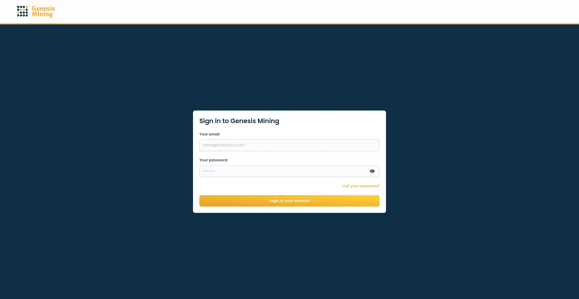 Website screenshot of Portal.genesis-mining.com