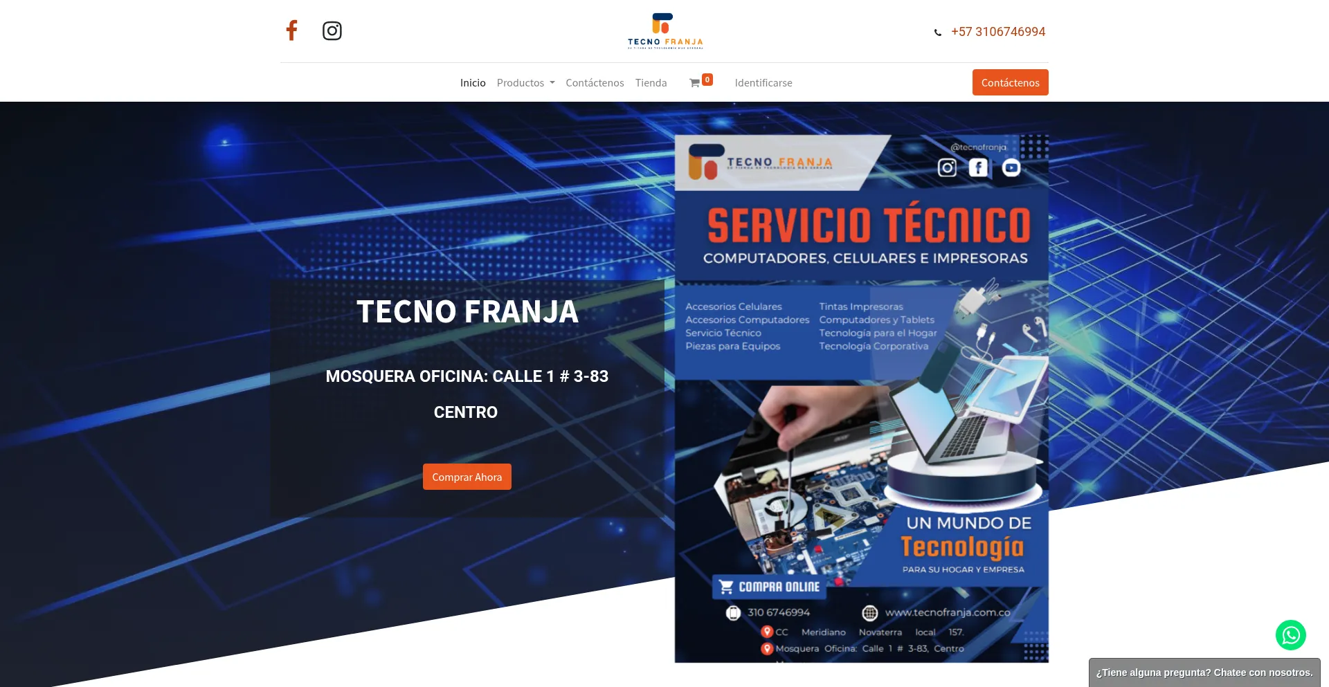 Website screenshot of Portal.tecnofranja.com.co