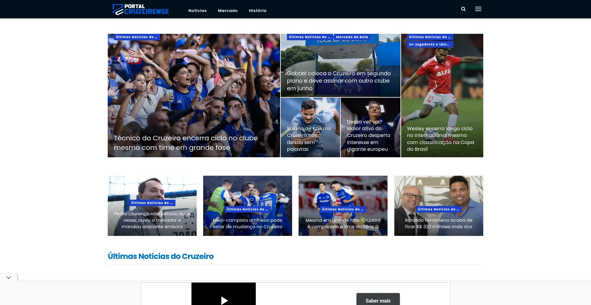 Website screenshot of Portalcruzeirense.com.br