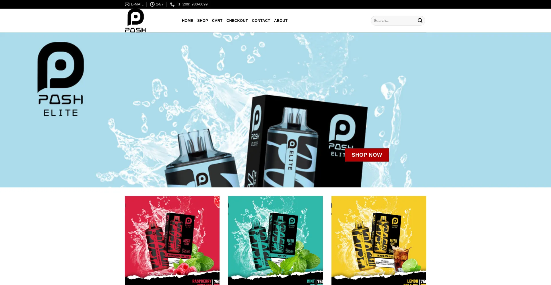 Website screenshot of Poshelitevape.com