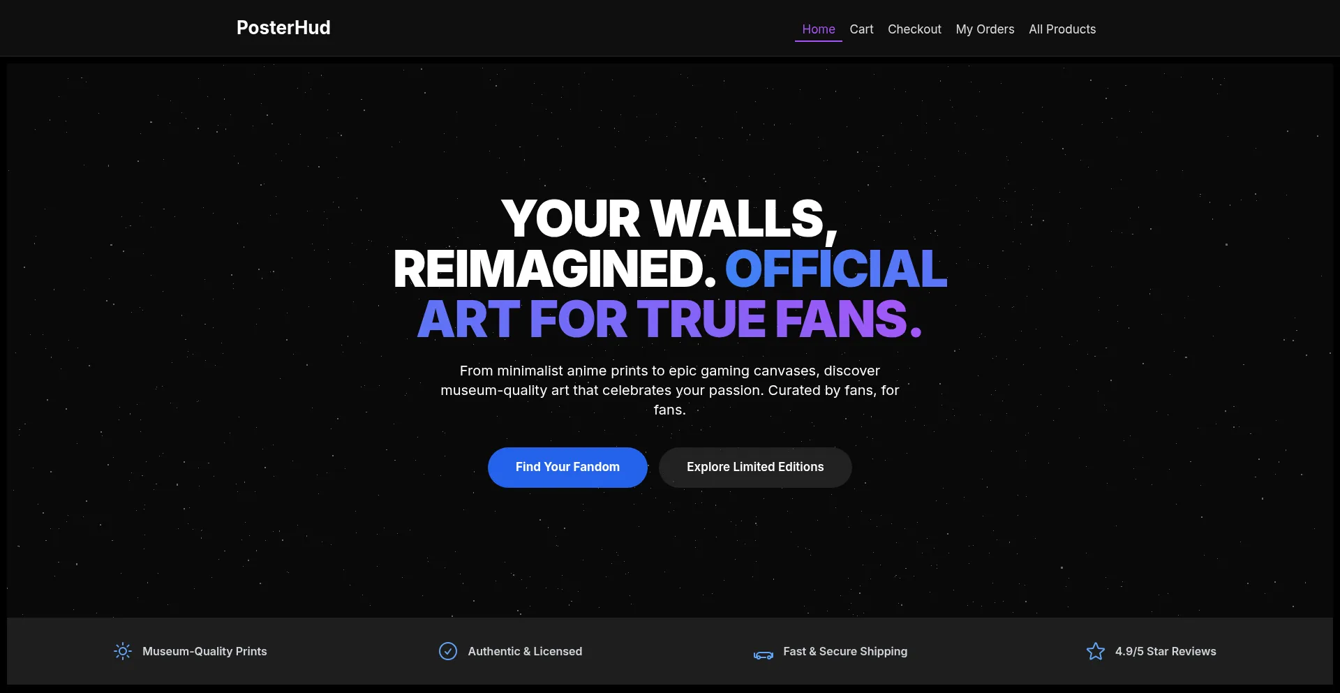 Website screenshot of Posterhud.com
