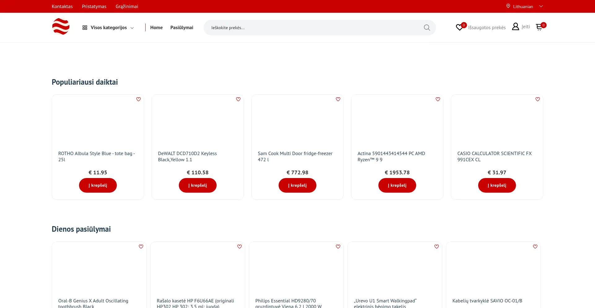 Website screenshot of Posty.lt