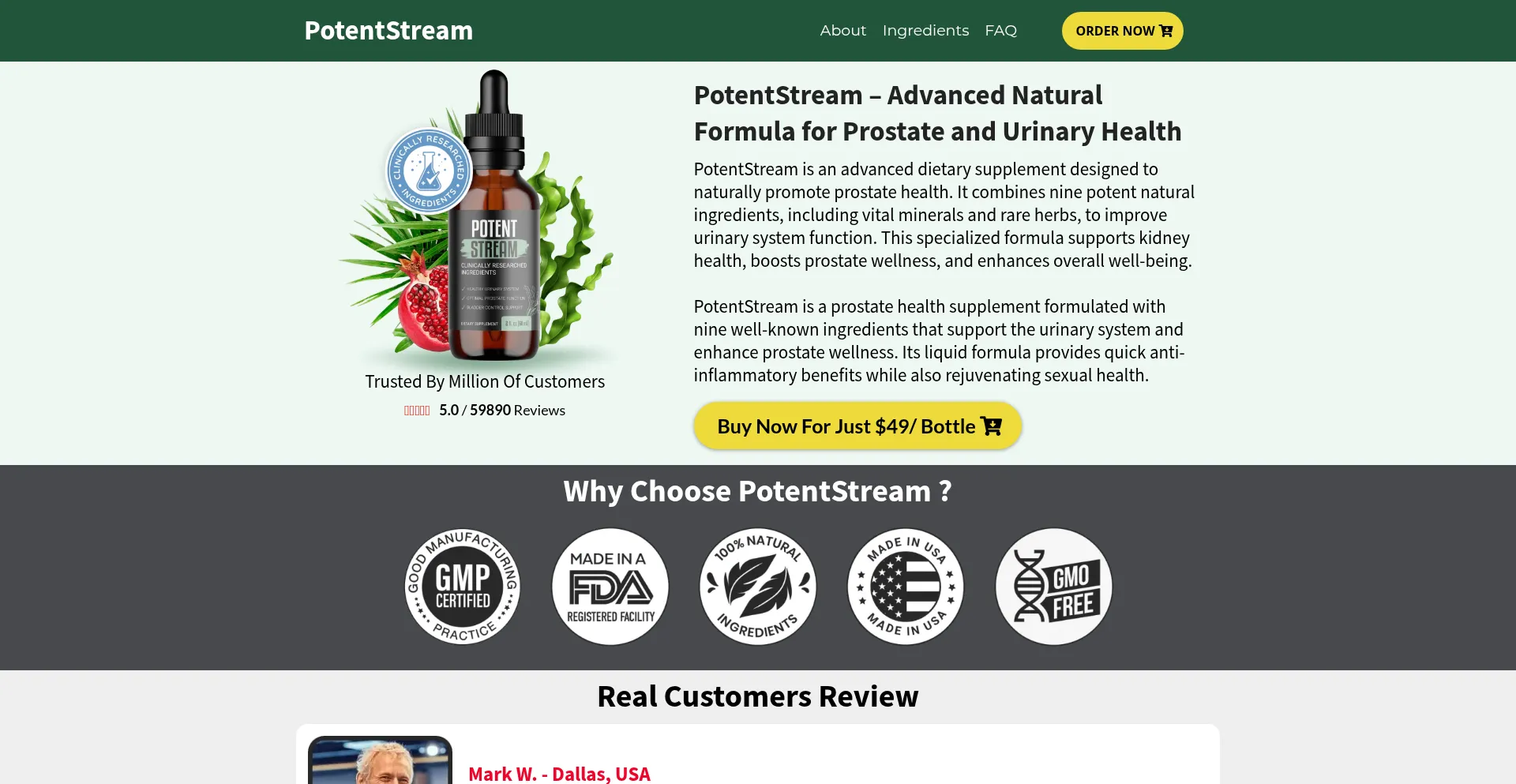 Website screenshot of Potentstream-official.com