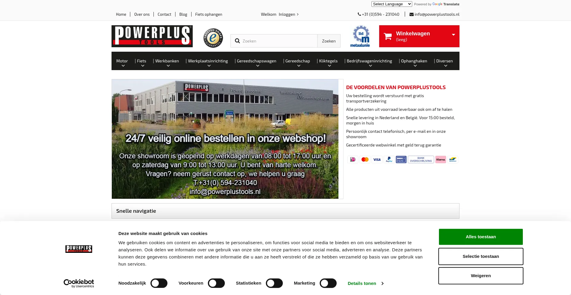 Website screenshot of Powerplustools.nl