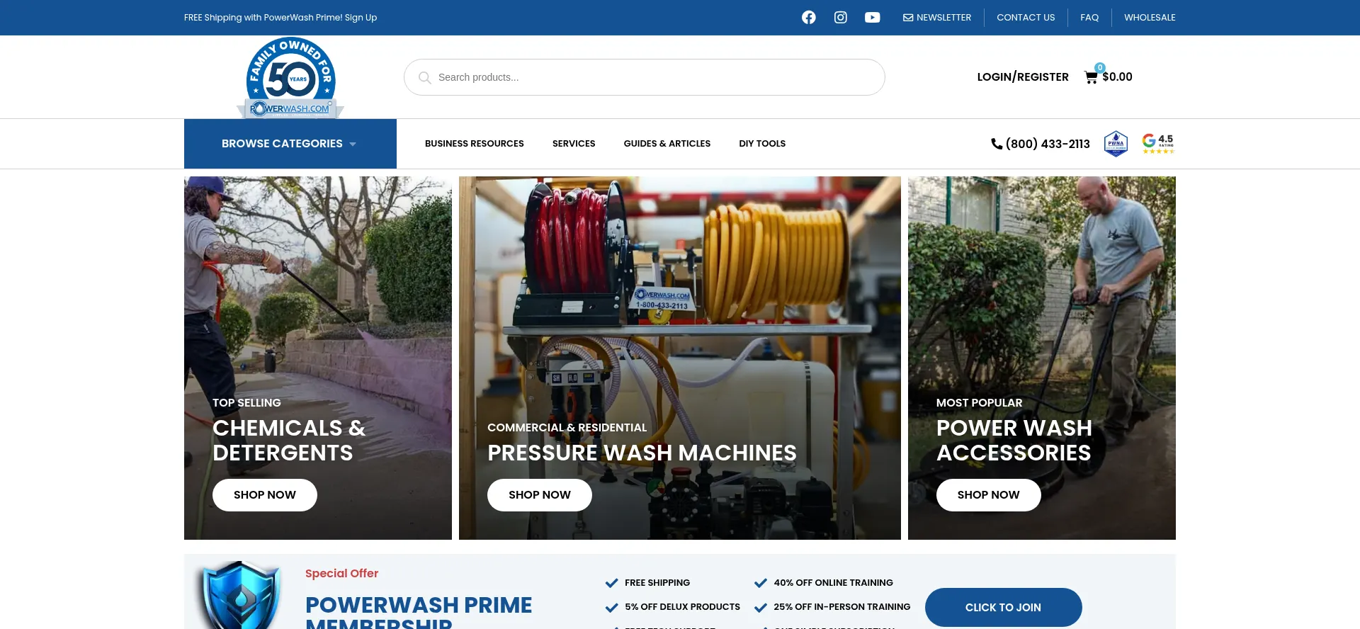 Website screenshot of Powerwash.com