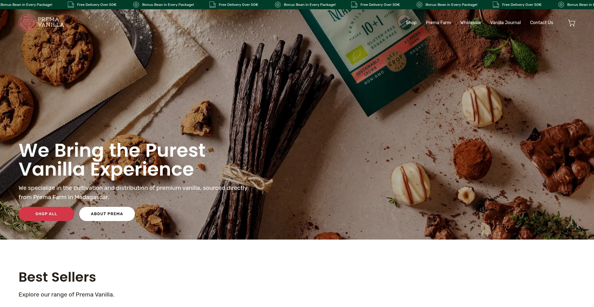 Website screenshot of Premavanilla.com