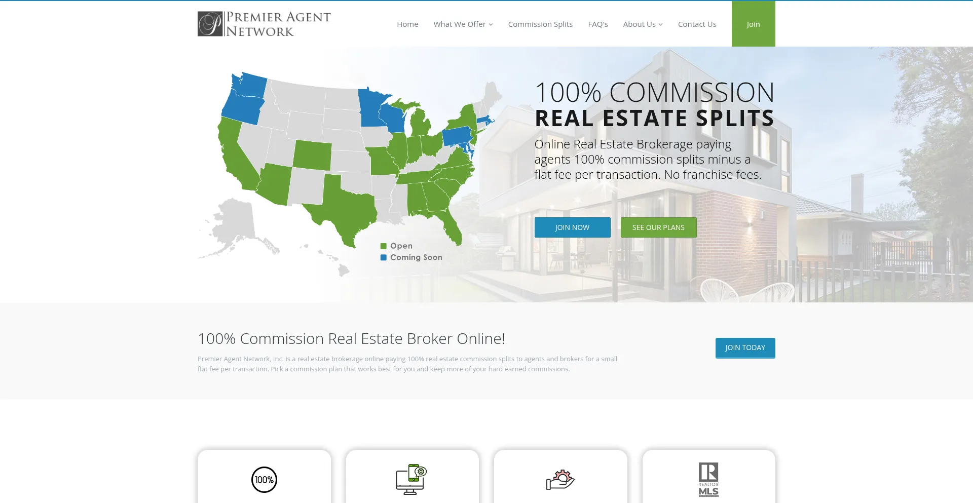 Website screenshot of Premieragentnetwork.com
