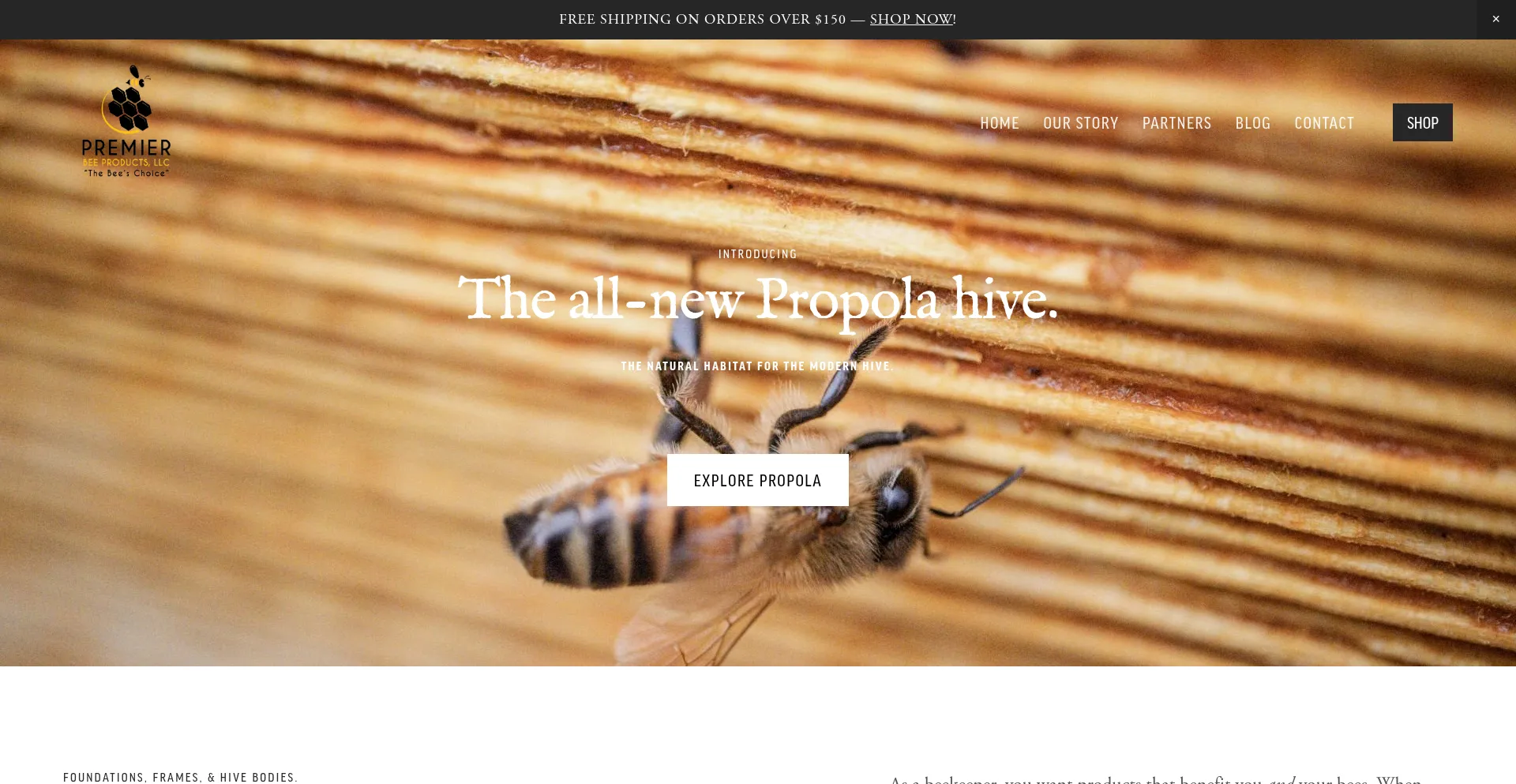 Website screenshot of Premierbeeproducts.com