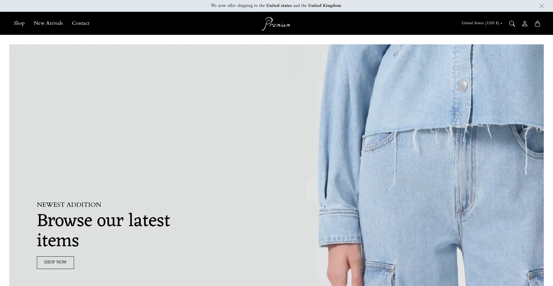 Website screenshot of Premiumboutique.com