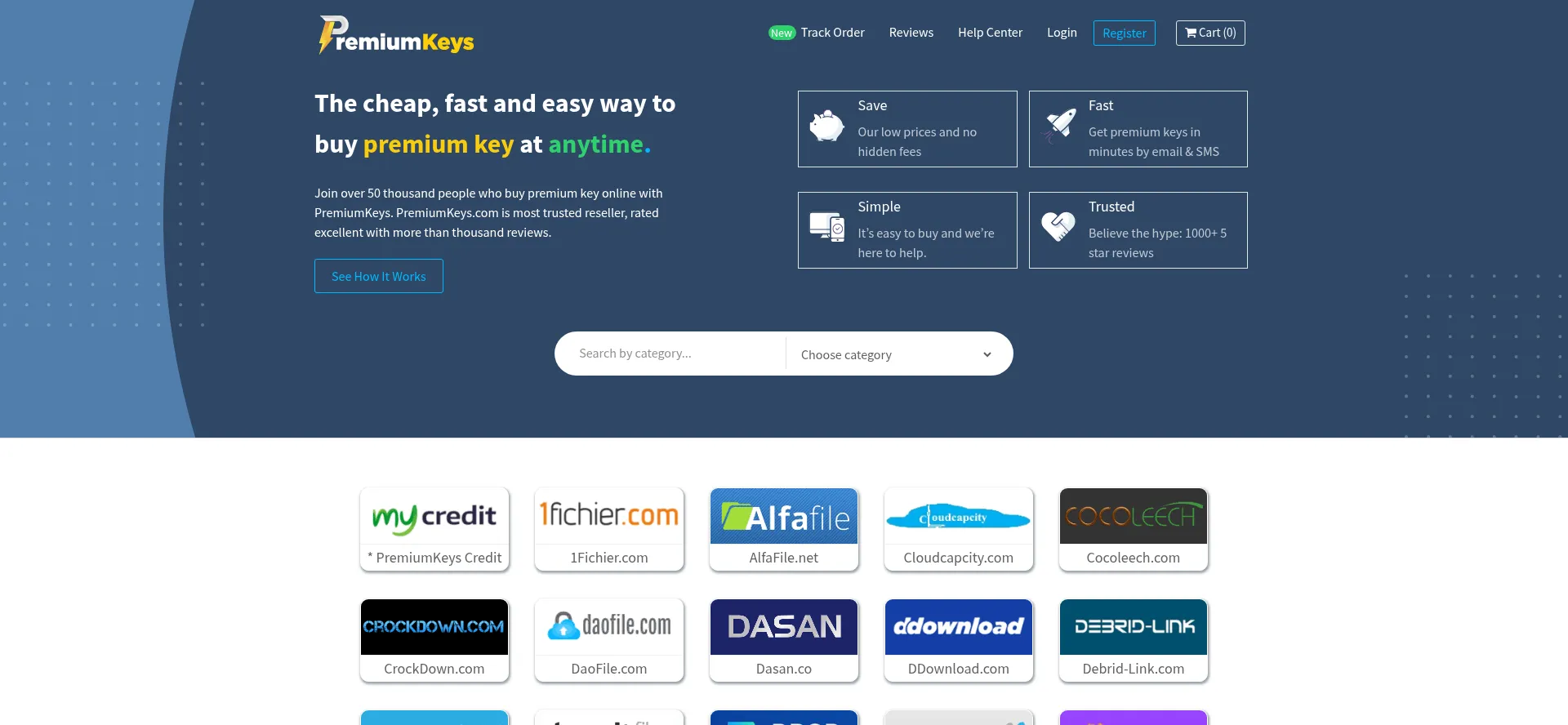 Website screenshot of Premiumkeys.com