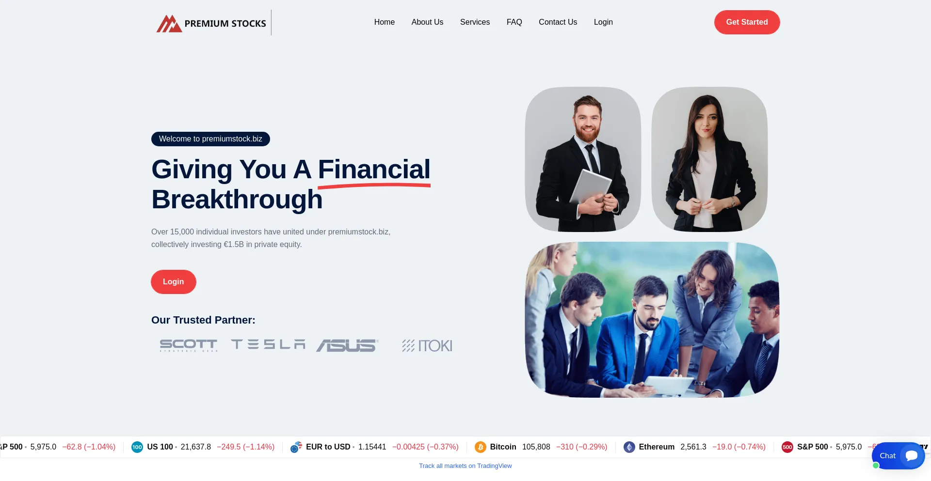 Website screenshot of Premiumstockk.info