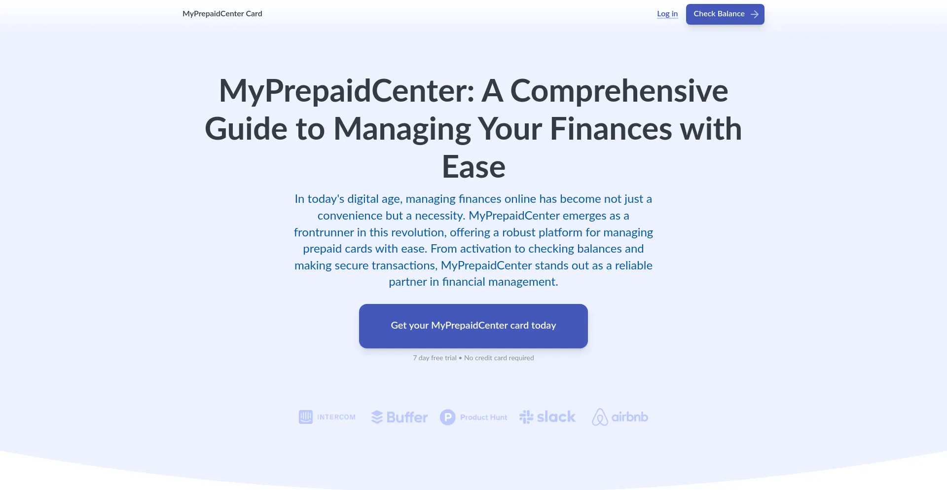Website screenshot of Prepaidcenter.io