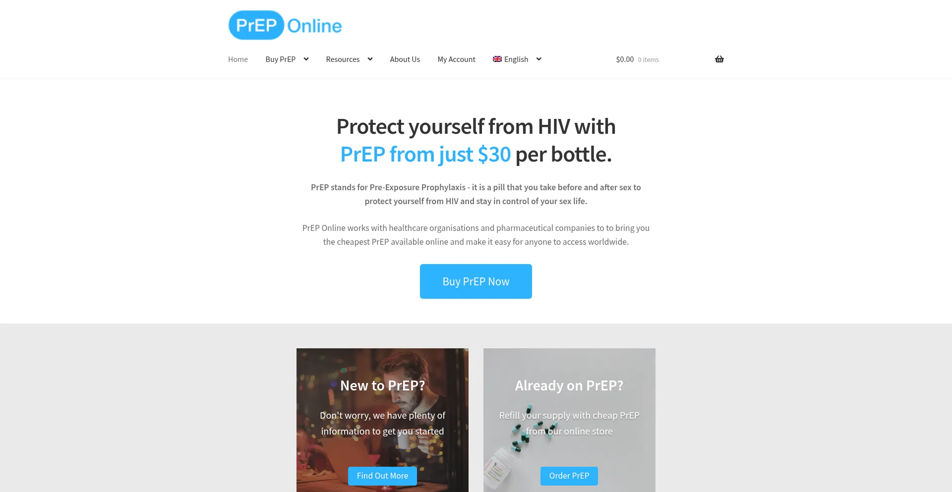 Website screenshot of Preponline.org