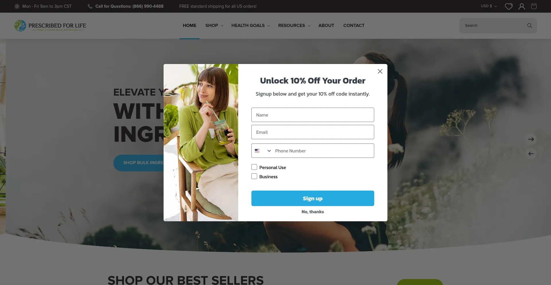 Website screenshot of Prescribedforlife.com
