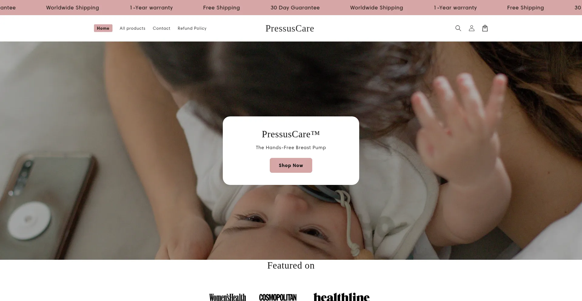 Website screenshot of Pressusstore.com