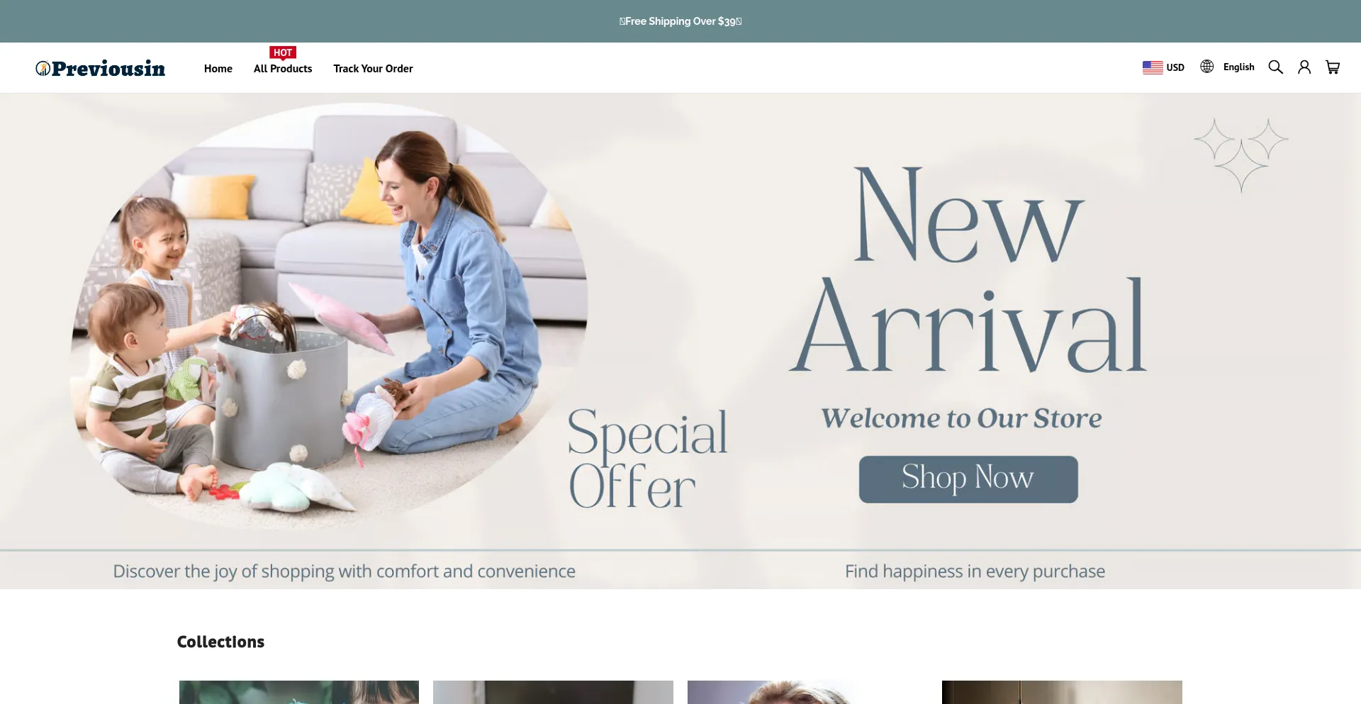 Website screenshot of Previousin.com