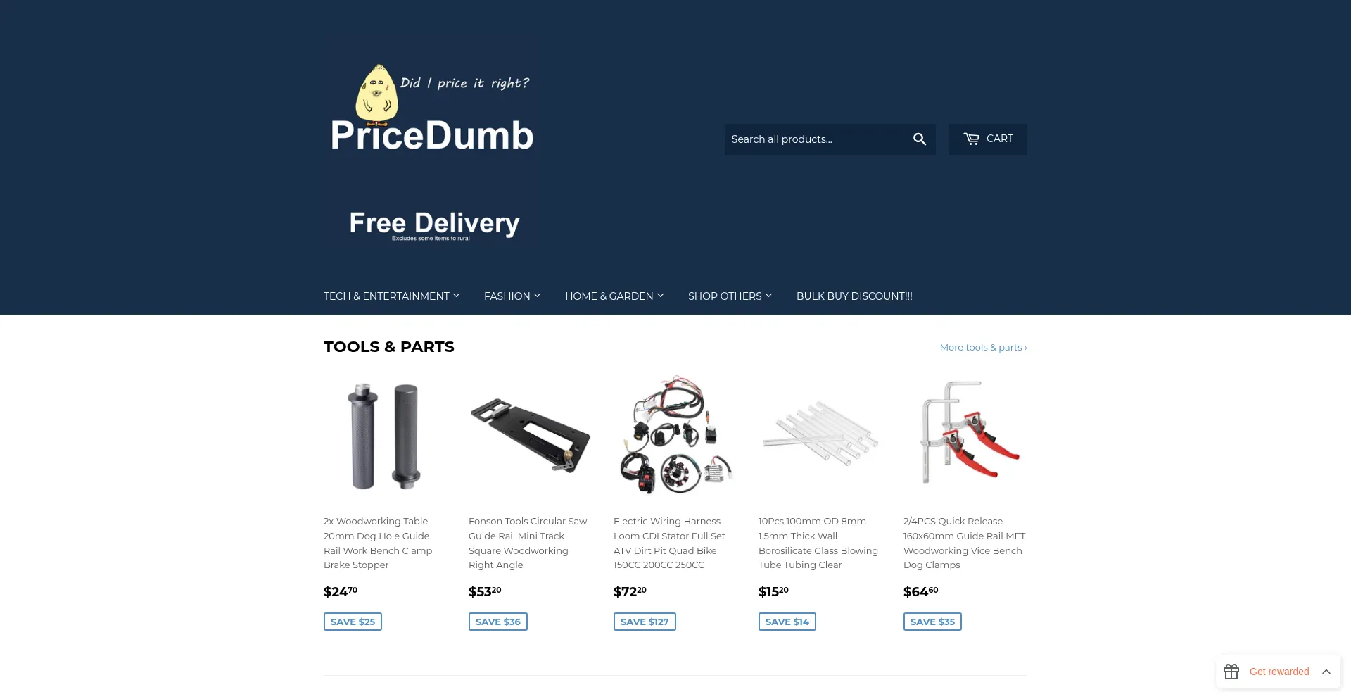 Website screenshot of Pricedumb.com.au