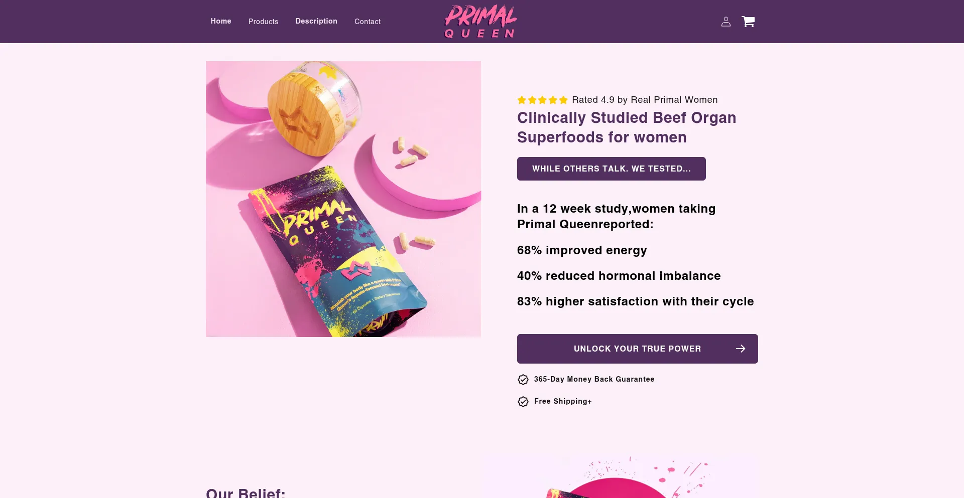 Website screenshot of Primalqueene.com