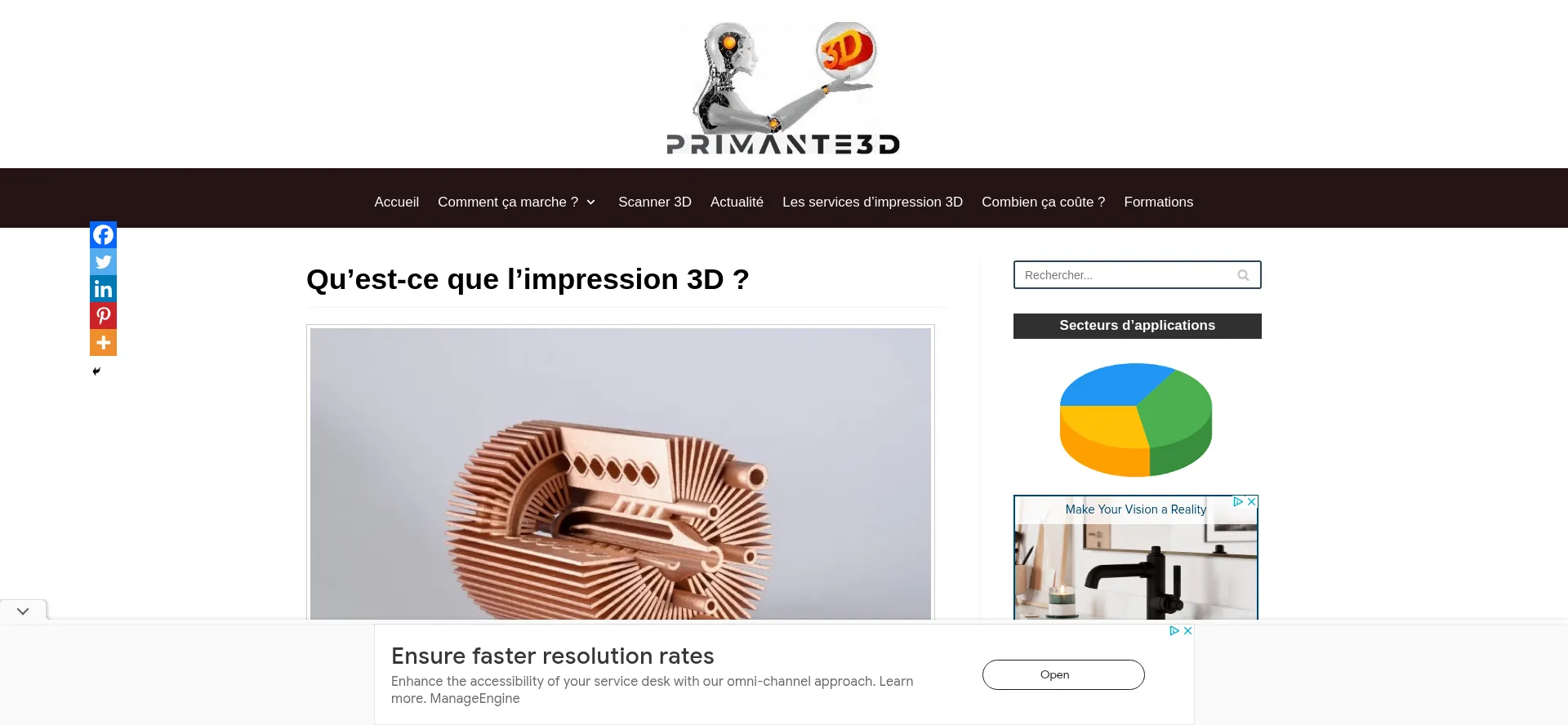 Website screenshot of Primante3d.com