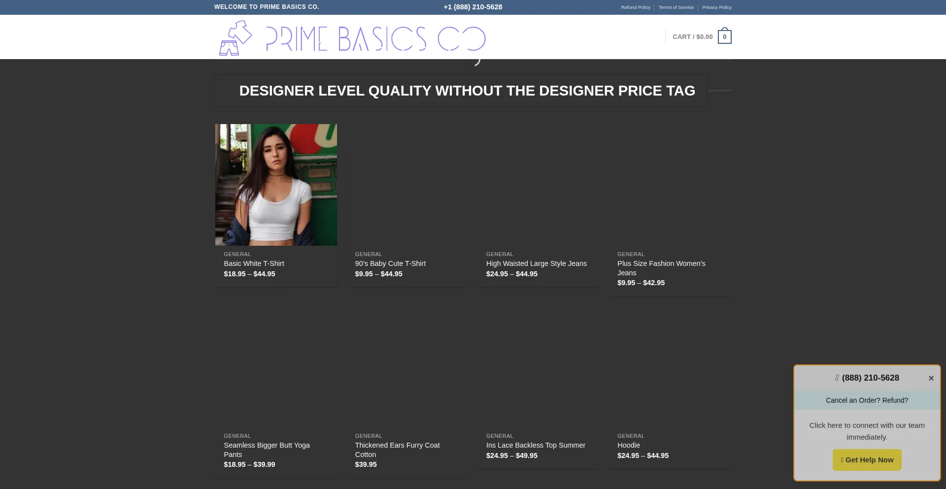 Website screenshot of Primebasicsco.com
