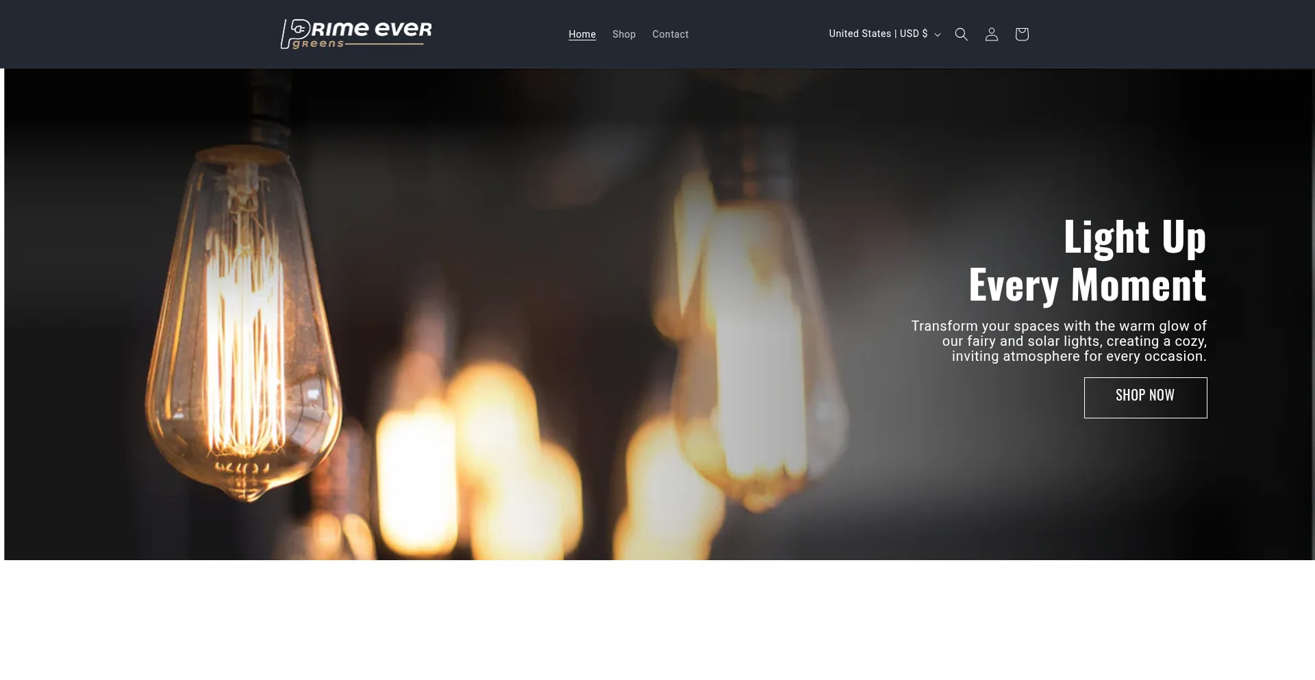 Website screenshot of Primeevergreens.com