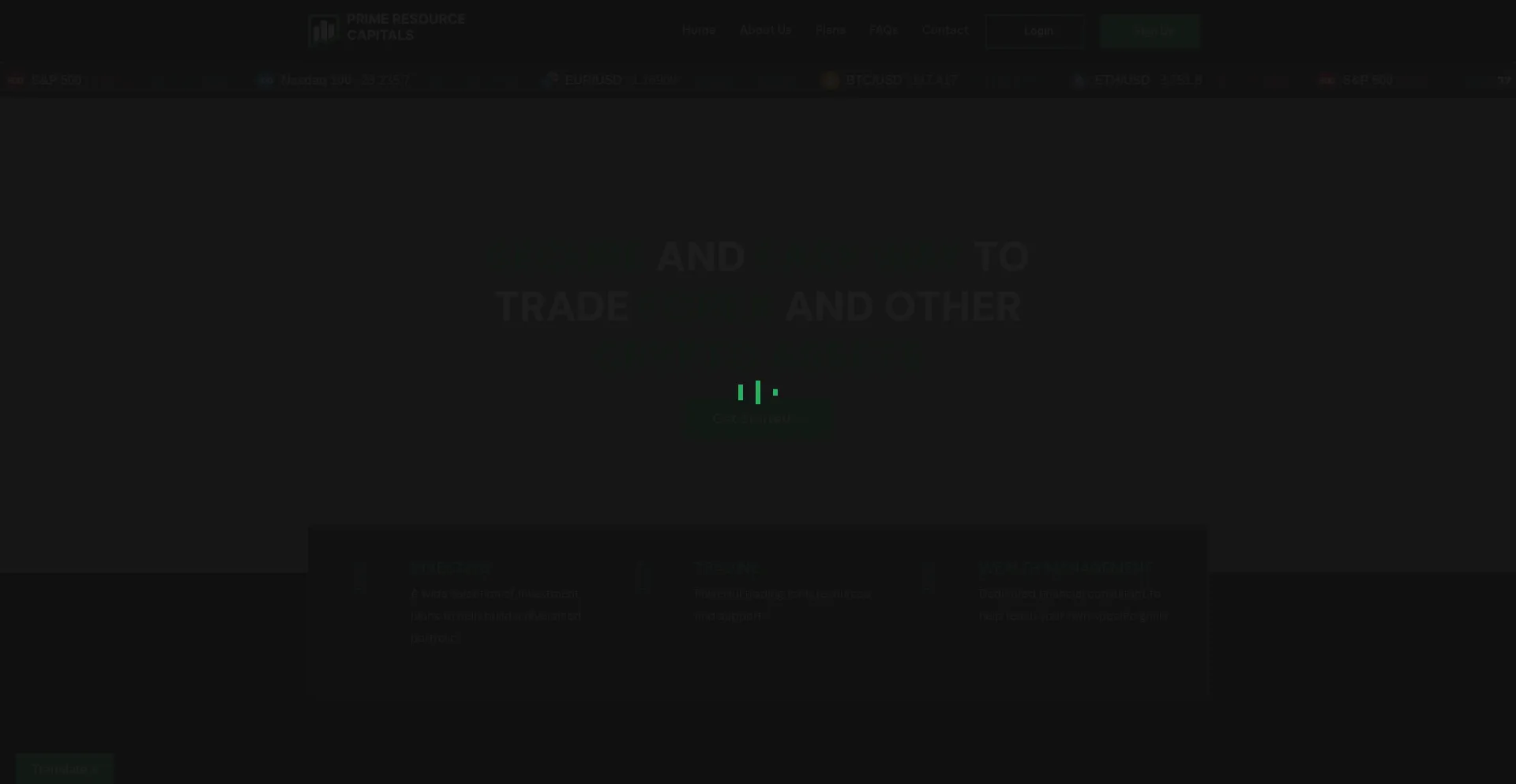 Website screenshot of Primeresourcecapitals.net