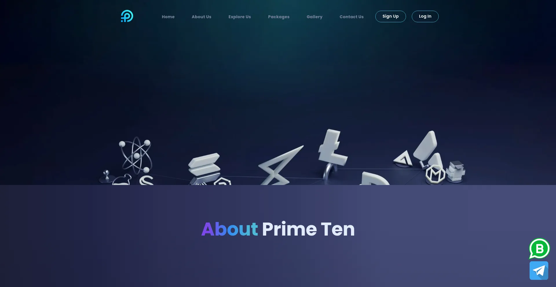 Website screenshot of Primeten.co