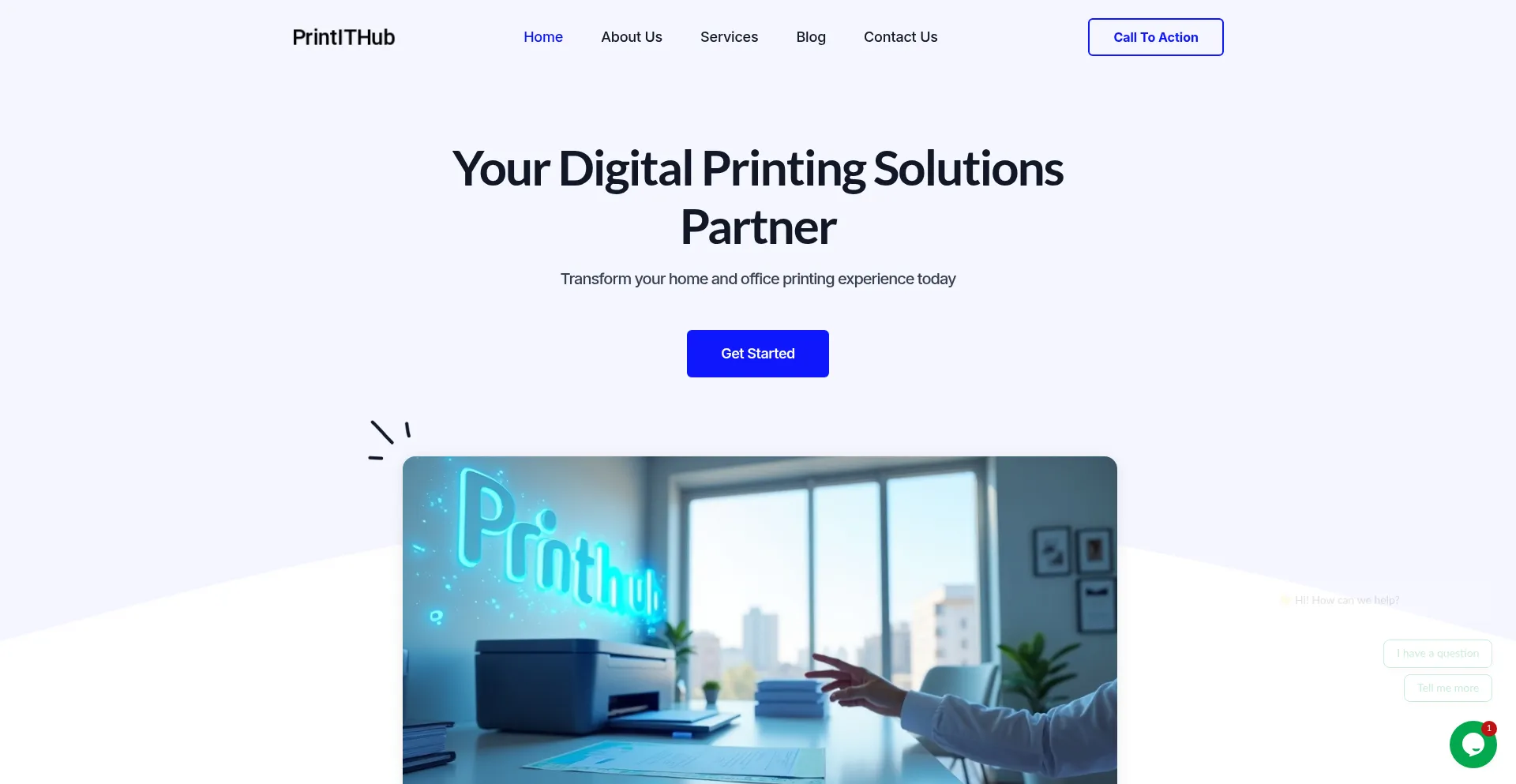 Website screenshot of Printithub.com