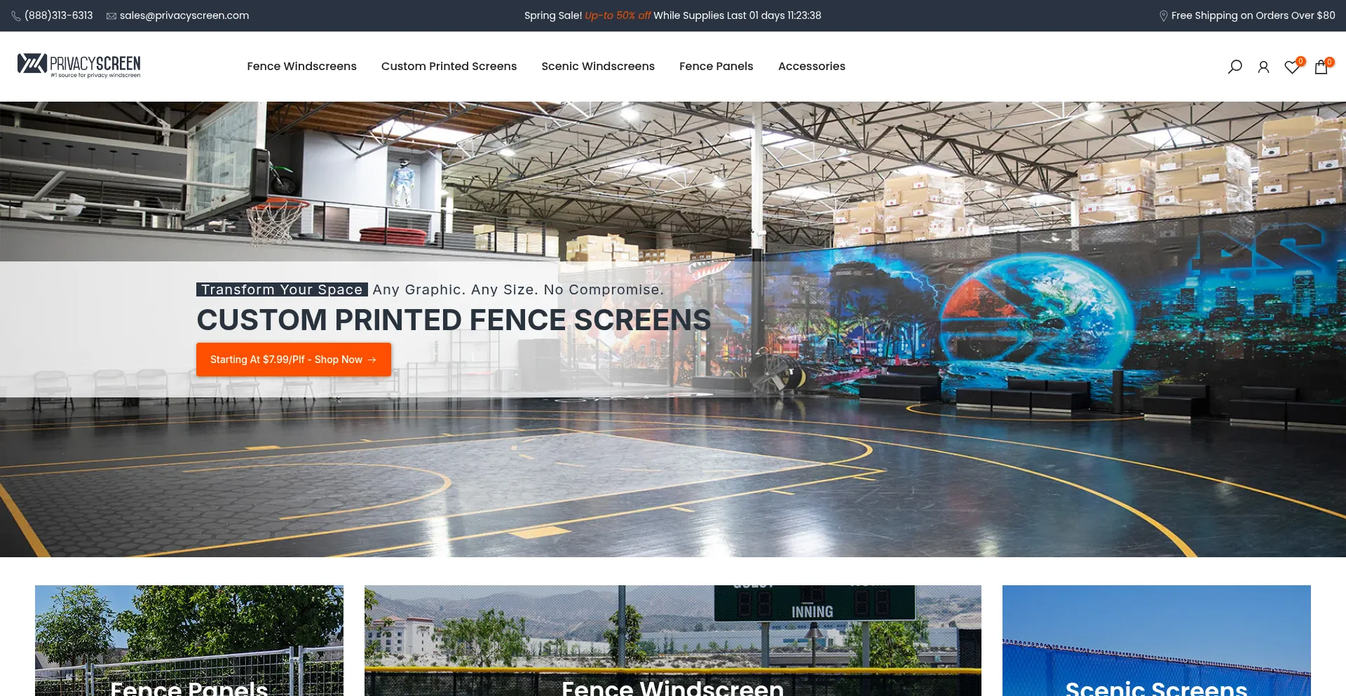 Website screenshot of Privacyscreen.com