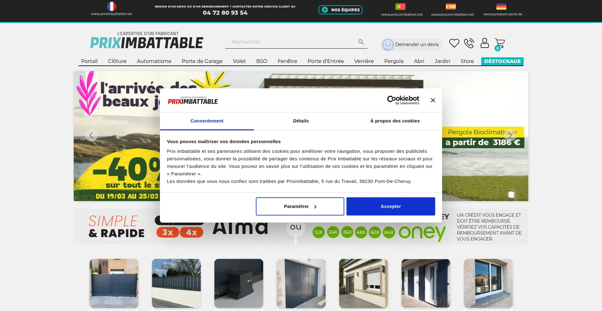 Website screenshot of Priximbattable.net