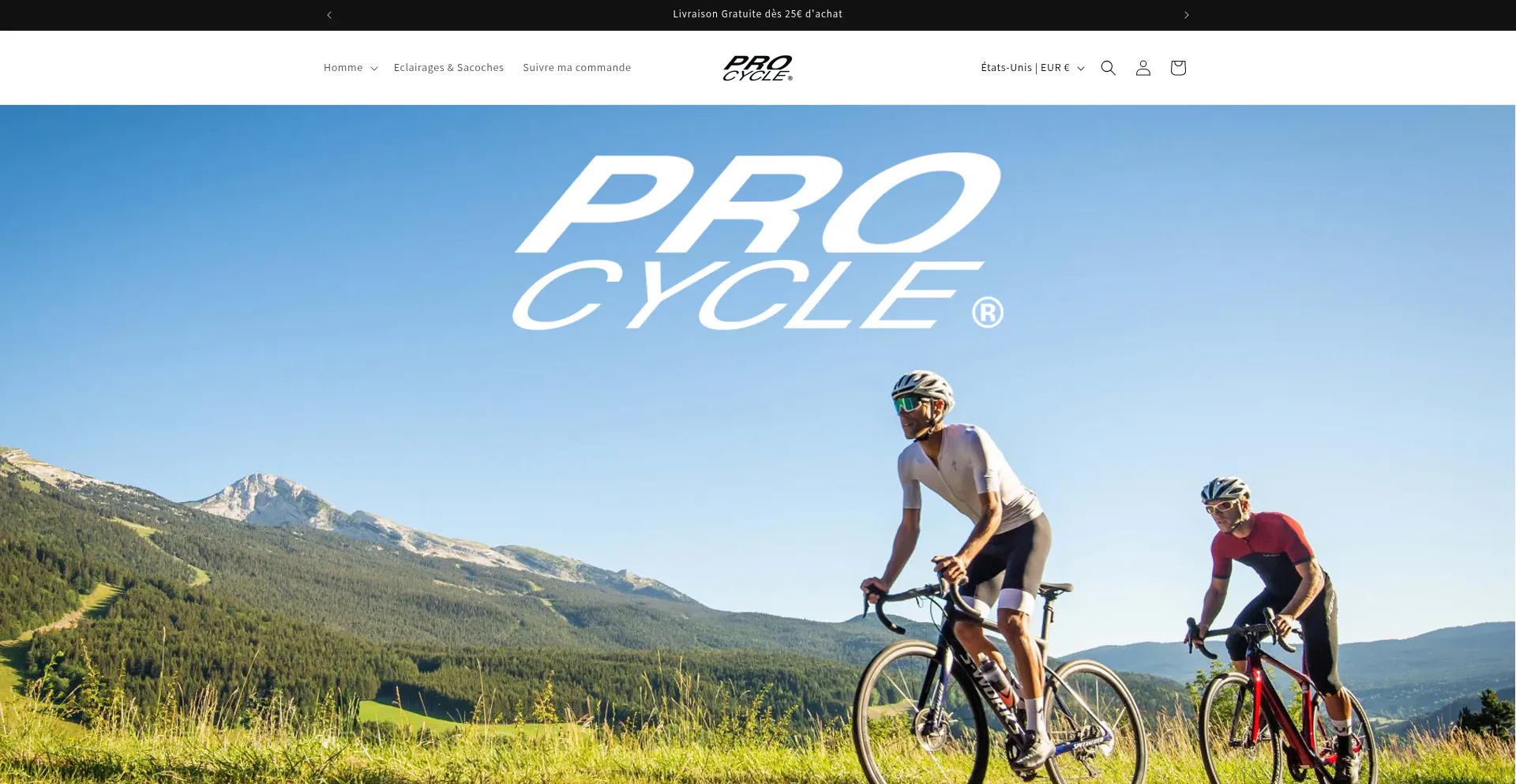 Website screenshot of Pro-cycle.fr