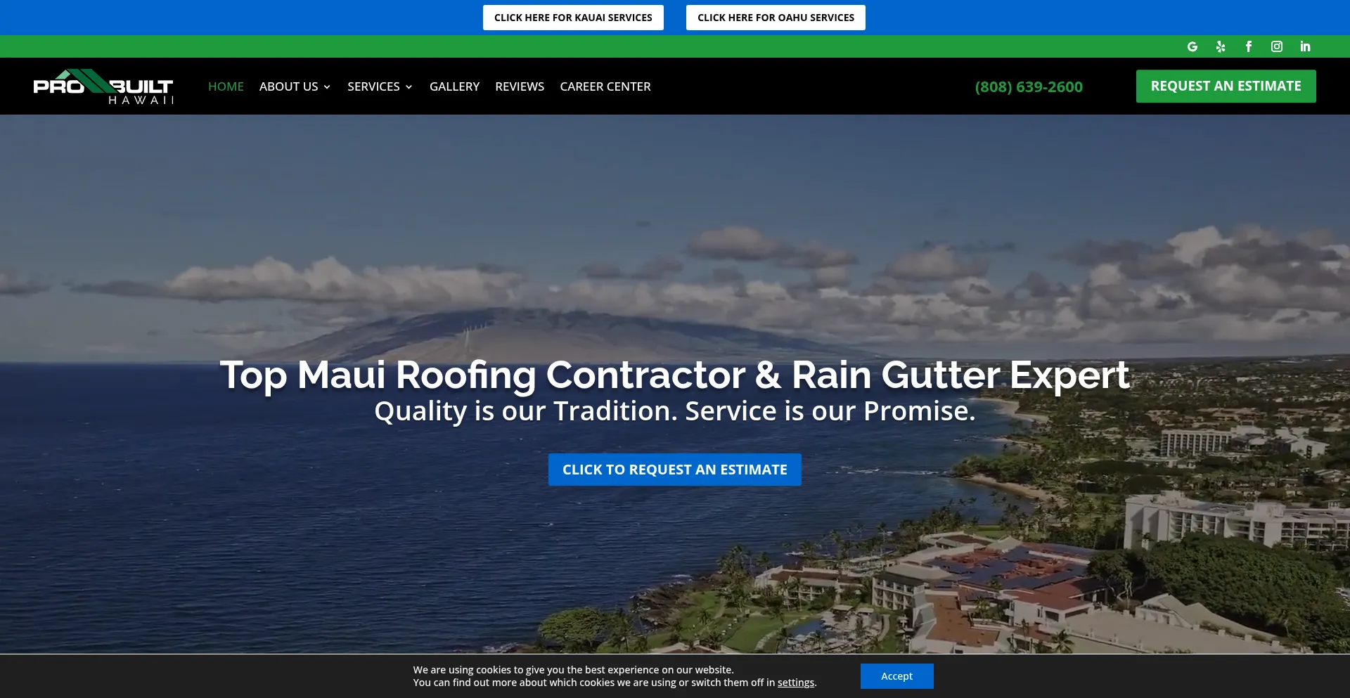 Website screenshot of Probuiltmaui.com