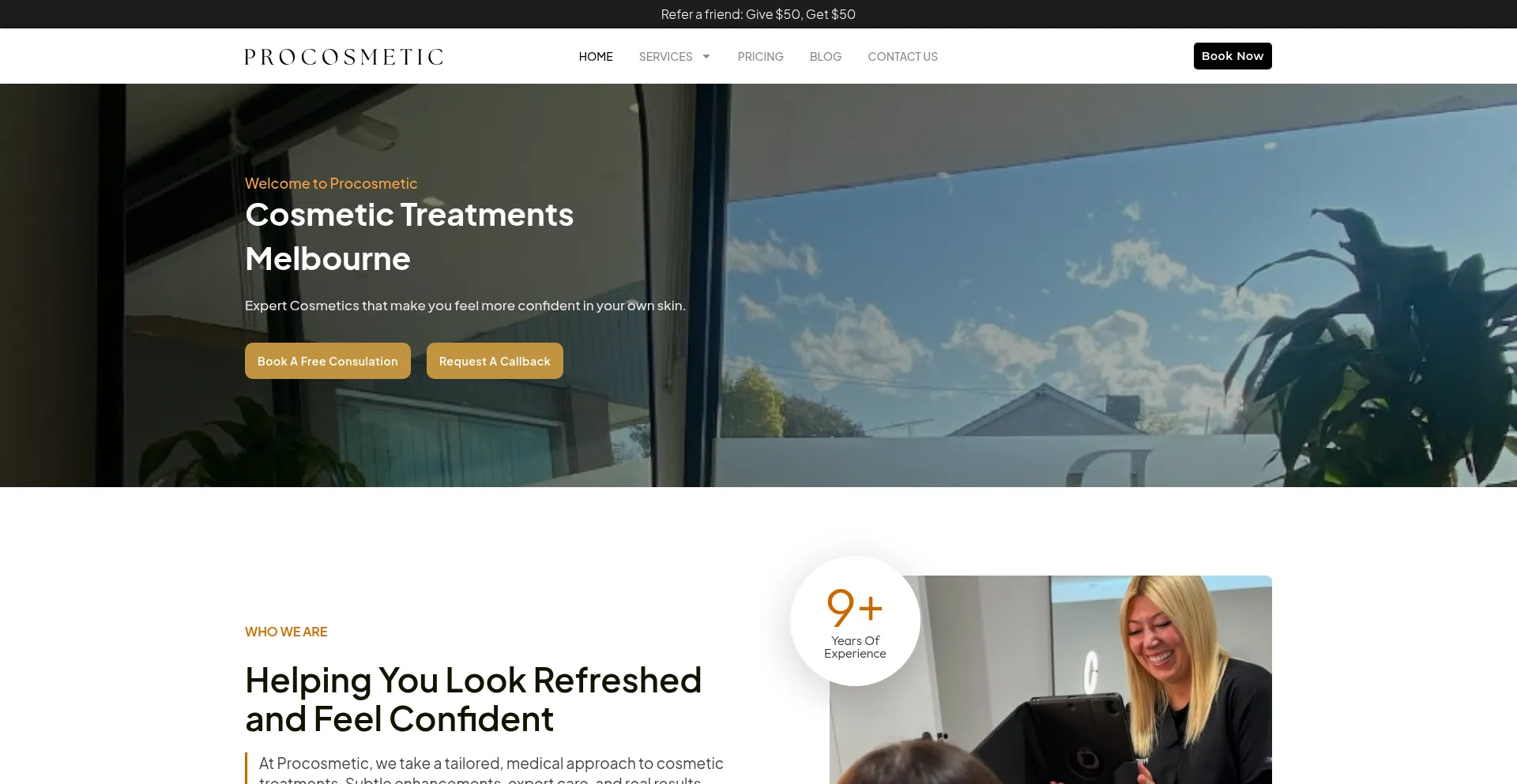 Website screenshot of Procosmetic.com.au