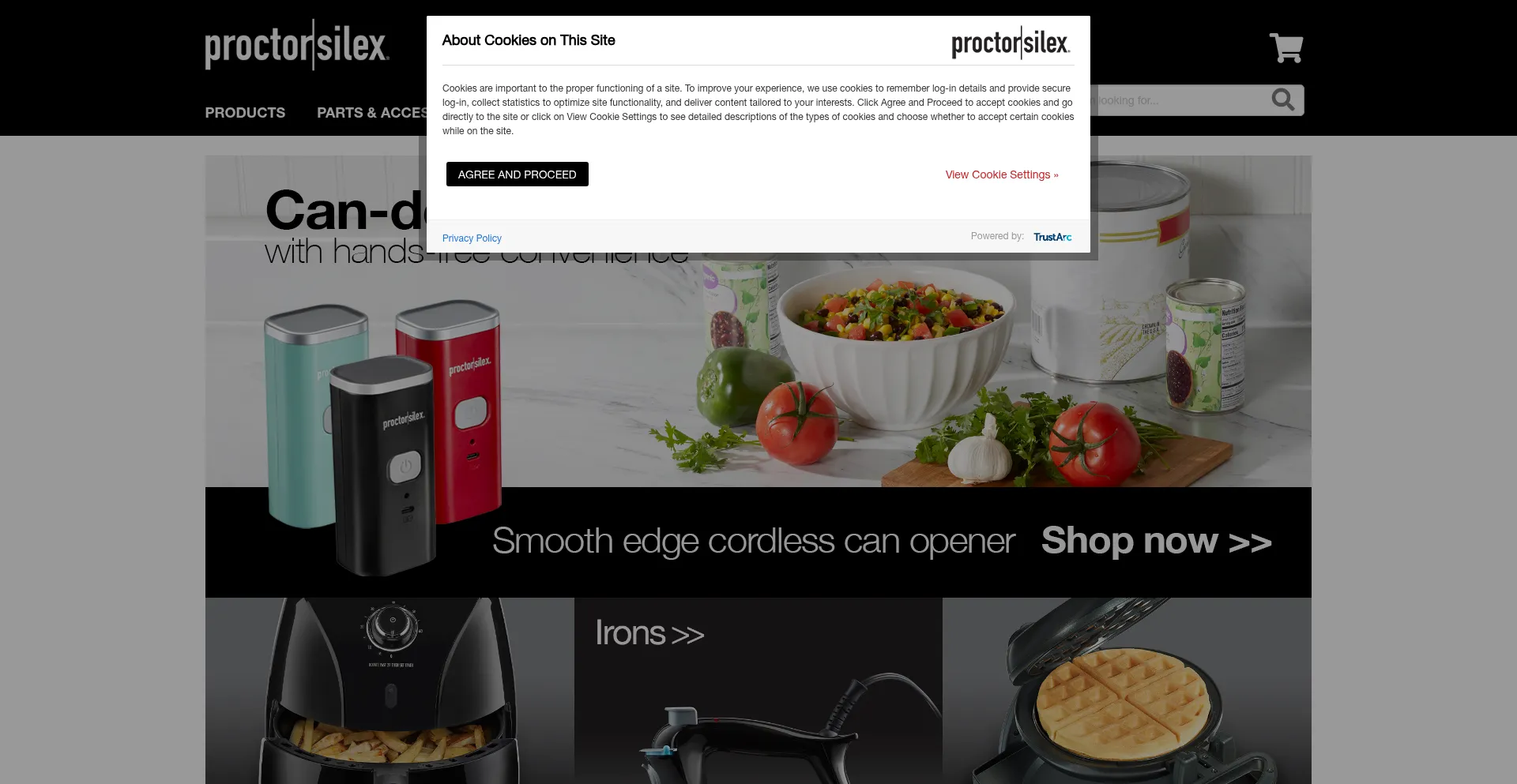 Website screenshot of Proctorsilex.com