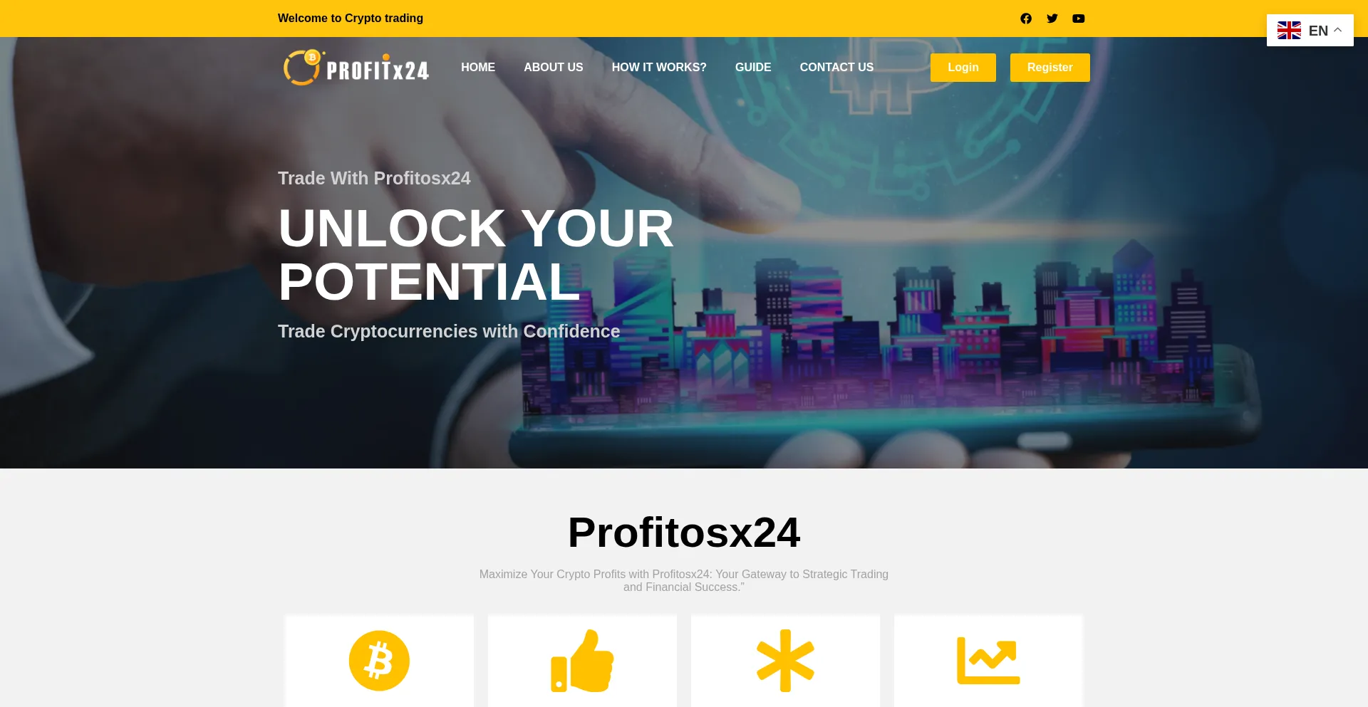 Website screenshot of Profitosx24.io