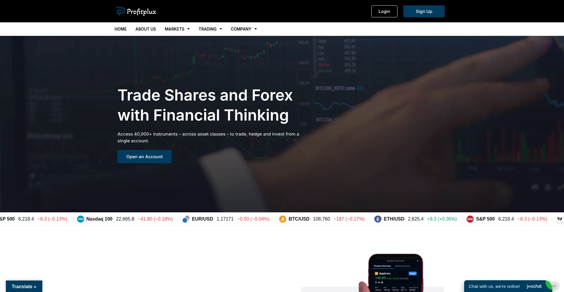 Website screenshot of Profitsplux.com