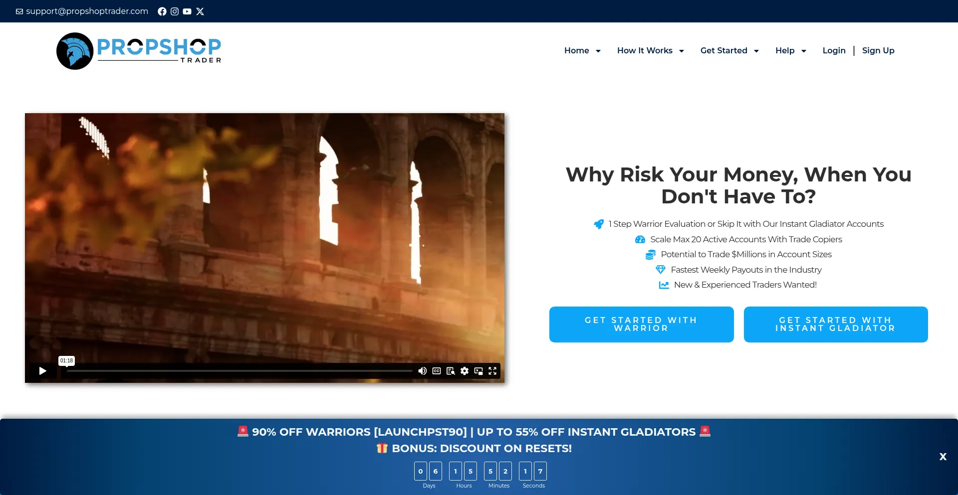 Website screenshot of Propshoptrader.com