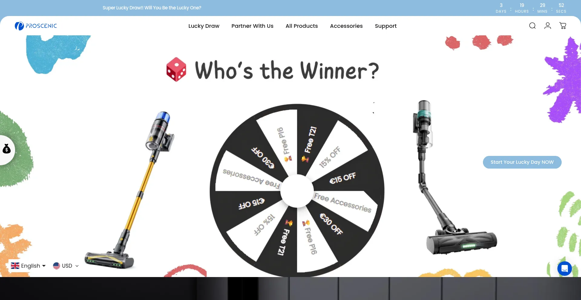 Website screenshot of Proscenic.com