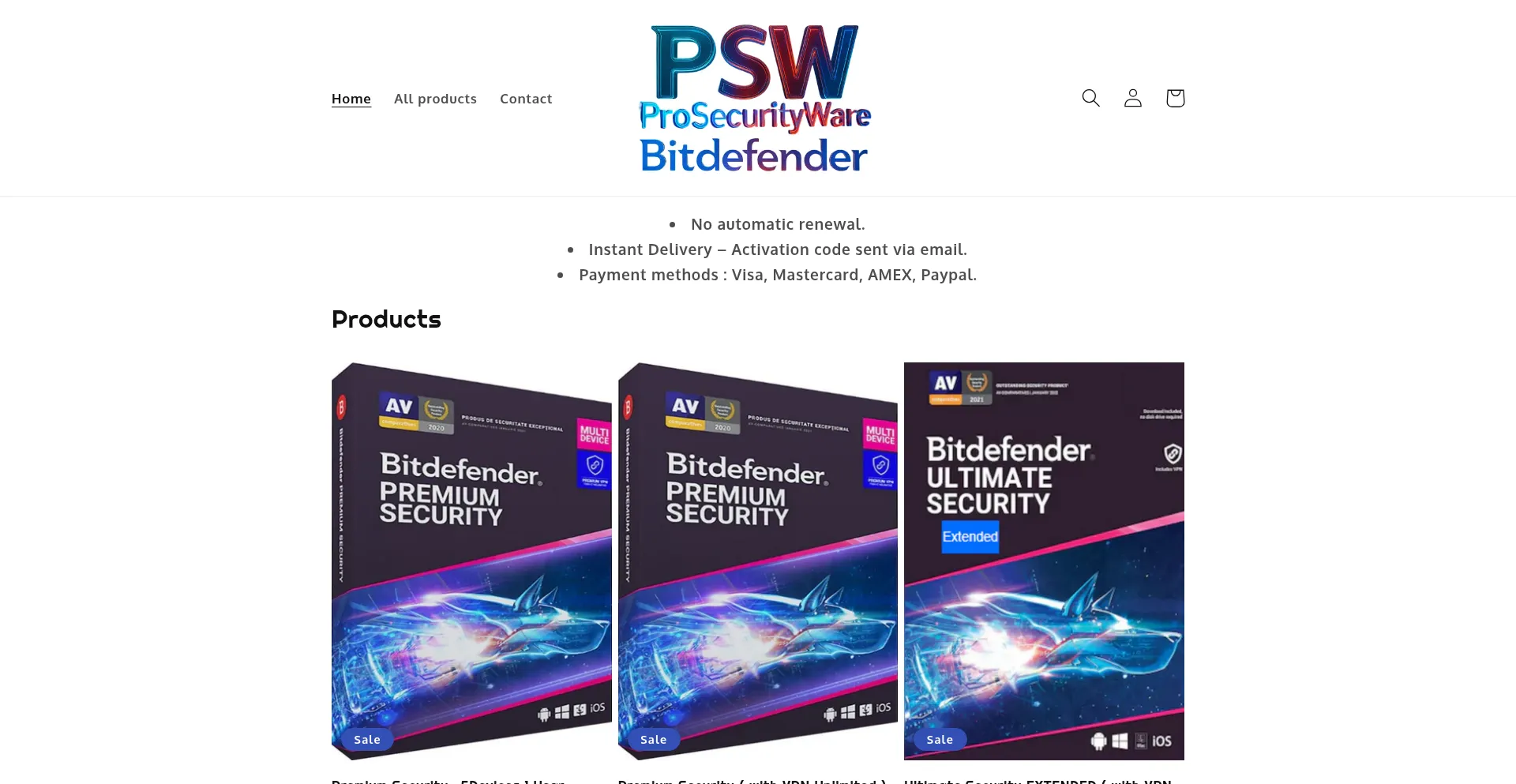 Website screenshot of Prosecurityware.com.co
