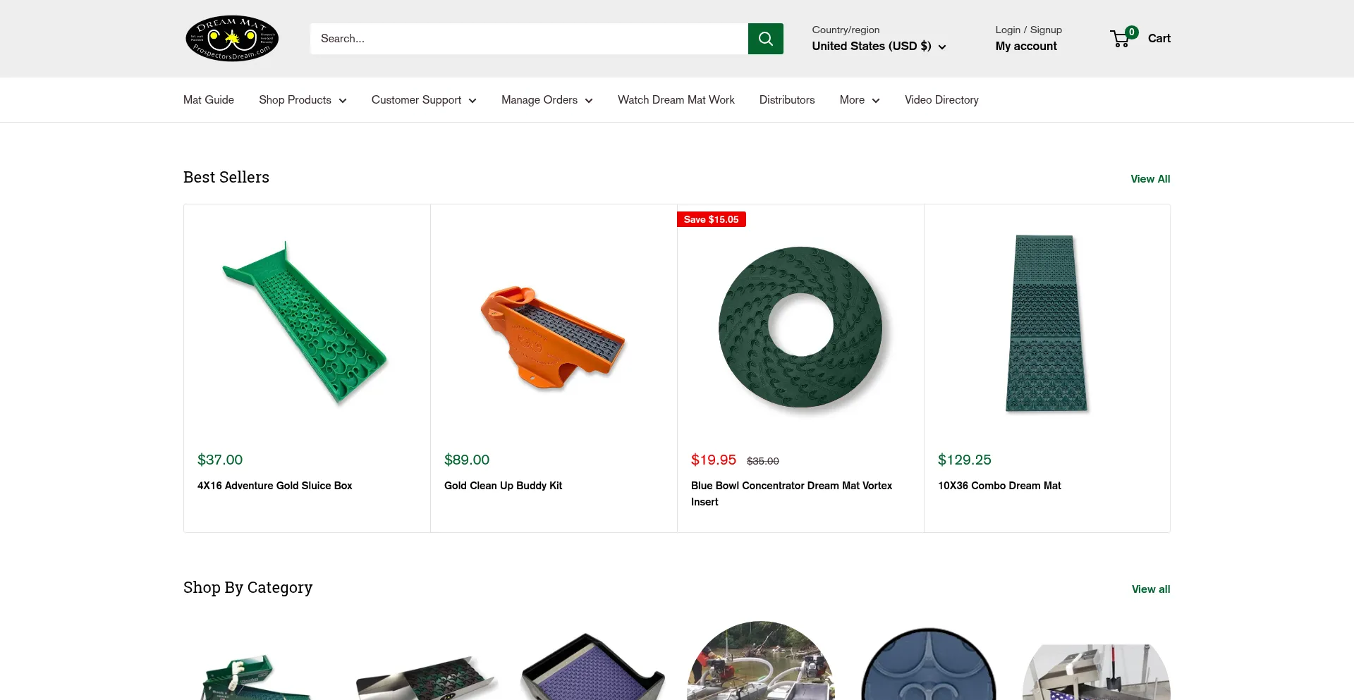Website screenshot of Prospectorsdream.com