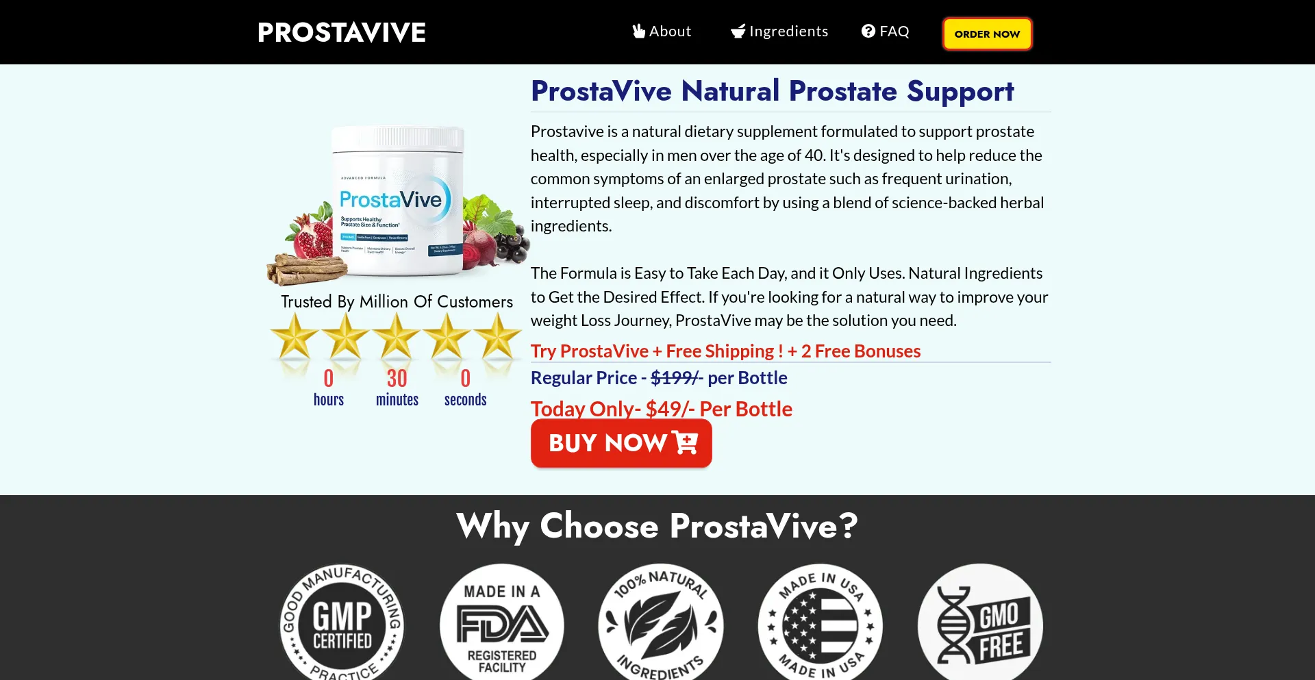 Website screenshot of Prostavive-web.us