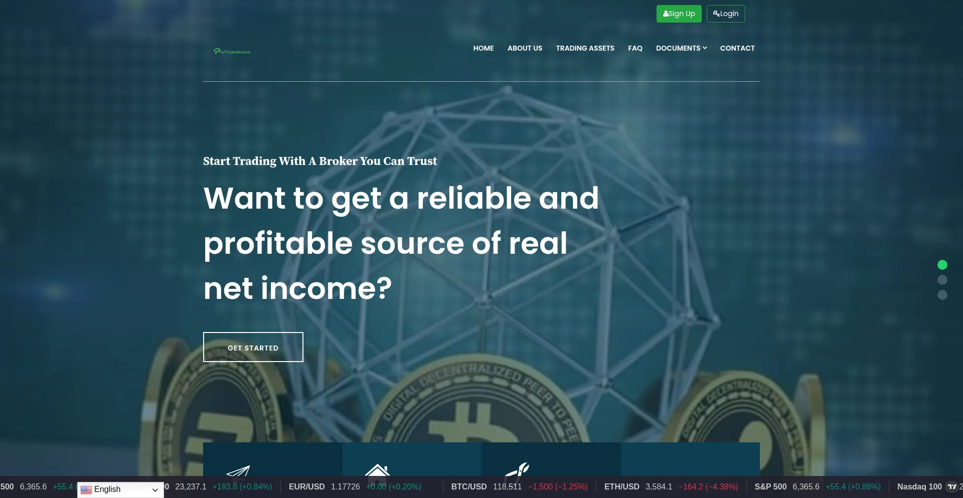 Website screenshot of Protradealliance.com