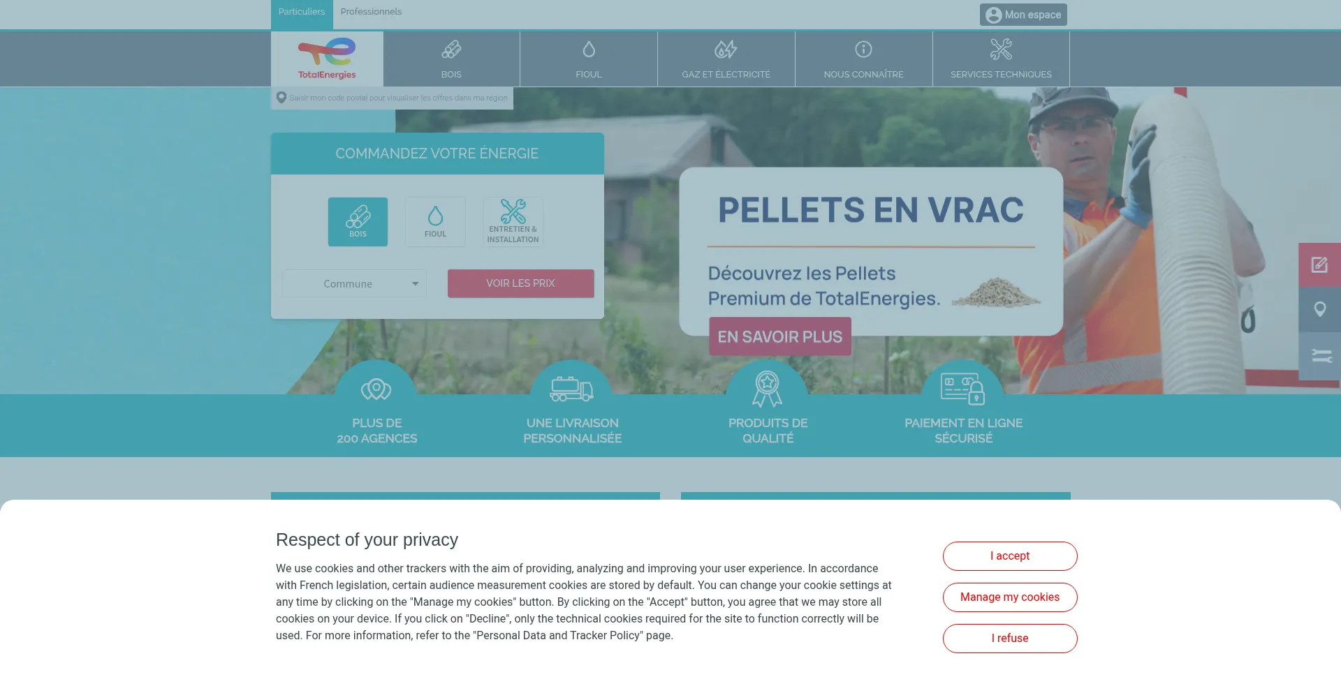 Website screenshot of Proxi-totalenergies.fr