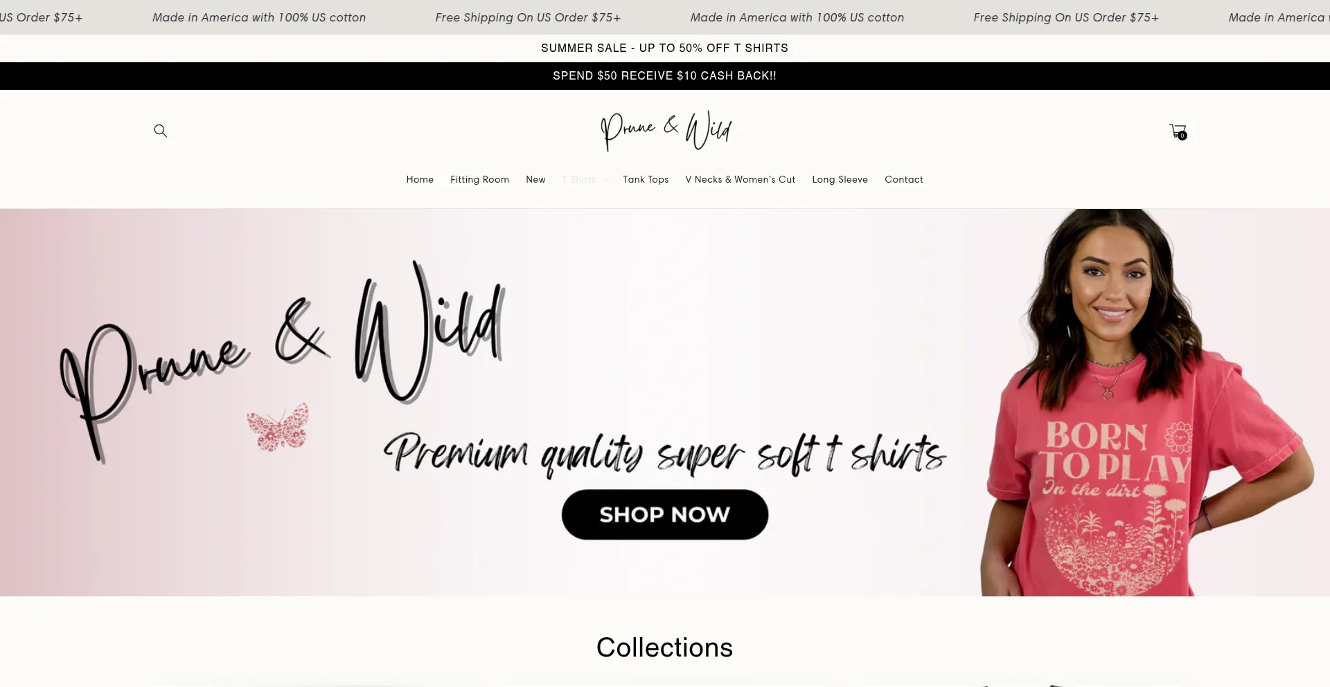 Website screenshot of Pruneandwild.com